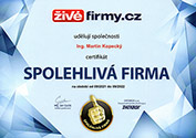 Certifikát Spolehlivá firma 2021 - 2022